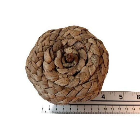 Woven Wicker Straw Jute Apples Or Miniature Pumpkins Natural Brown Set Of Three - Picture 6 of 6